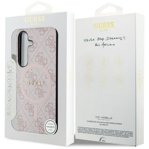Guess GUHMS24SG4GFRP S24 S921 różowy/pink hardcase 4G Collection Leather Metal Logo MagSafe