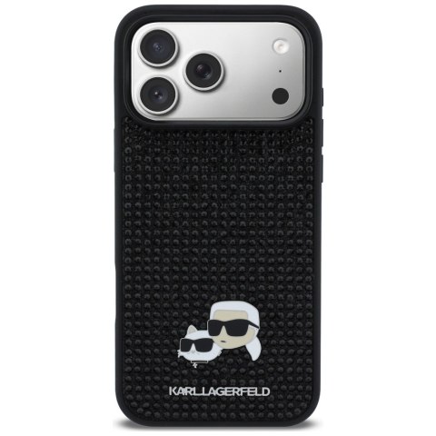 Etui Karl Lagerfeld Rhinestones Karl&Choupette Pin do iPhone 17 Pro Max czarny
