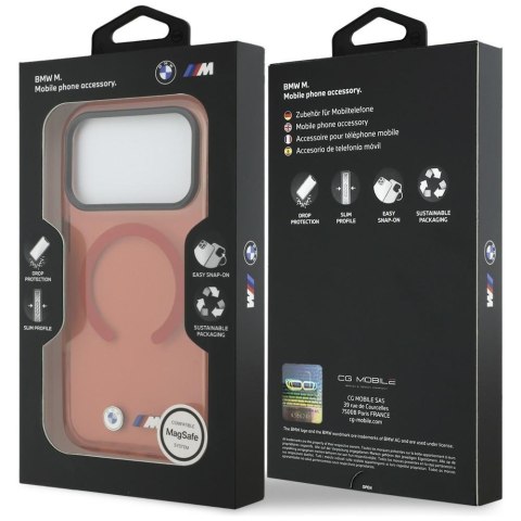 Etui BMW M IML Shockproof Metal Logos MagSafe do iPhone 17 Pro pomarańczowy