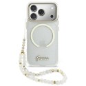 Etui Guess IML Glitters Script Strap MagSafe do iPhone 17 Pro przezroczysty