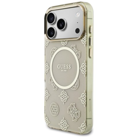Etui Guess IML Peony Dot MagSafe do iPhone 17 Pro Max beżowy