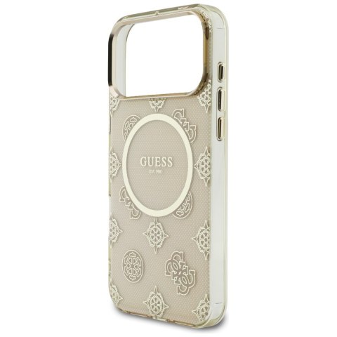 Etui Guess IML Peony Dot MagSafe do iPhone 17 Pro Max beżowy