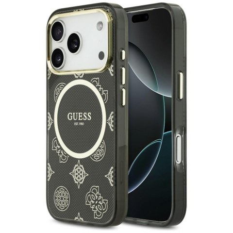 Etui Guess IML Peony Dot MagSafe do iPhone 17 Pro czarny