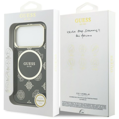 Etui Guess IML Peony Dot MagSafe do iPhone 17 Pro czarny