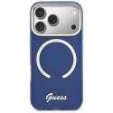 Etui Guess IML Script Metal MagSafe do iPhone 17 Pro niebieski