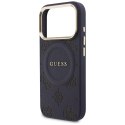 Etui Guess Peony Hot Stamp MagSafe do iPhone 17 Pro niebieski