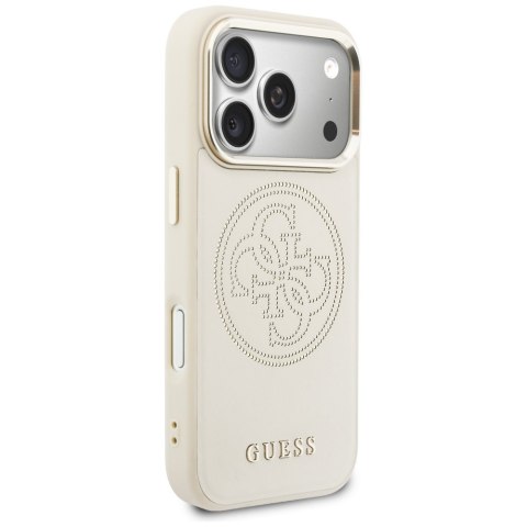Etui Guess Perforated 4G MagSafe do iPhone 17 Pro beżowy