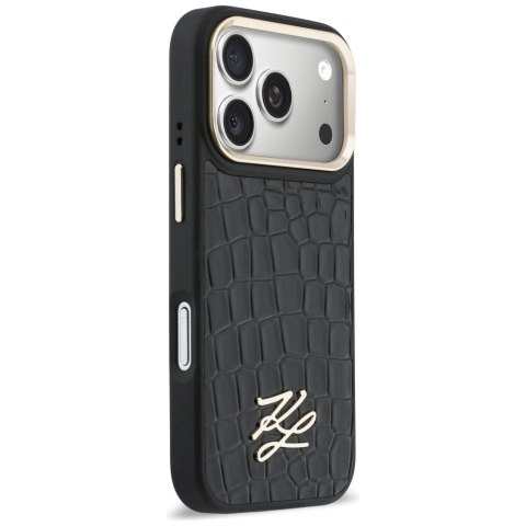 Etui Karl Lagerfeld Croco KL Script Logo MagSafe do iPhone 17 Pro Max czarny
