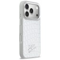Etui Karl Lagerfeld Croco KL Script Logo MagSafe do iPhone 17 Pro Max srebrny