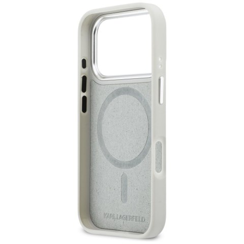 Etui Karl Lagerfeld Croco KL Script Logo MagSafe do iPhone 17 Pro Max srebrny