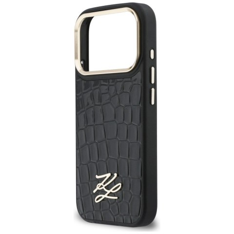Etui Karl Lagerfeld Croco KL Script Logo MagSafe do iPhone 17 Pro czarny