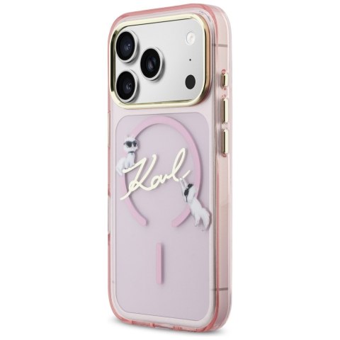 Etui Karl Lagerfeld IML Choupettes Karl Script Logo MagSafe do iPhone 17 Pro różowy