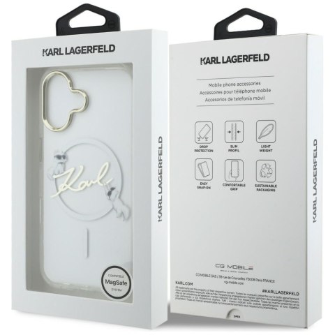 Etui Karl Lagerfeld IML Choupettes Karl Script Logo MagSafe do iPhone 17 przezroczysty