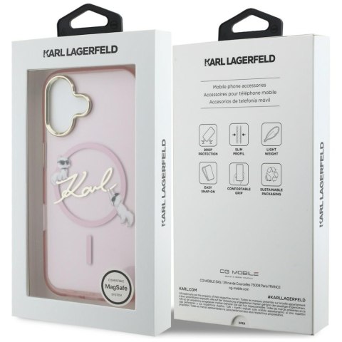 Etui Karl Lagerfeld IML Choupettes Karl Script Logo MagSafe do iPhone 17 różowy