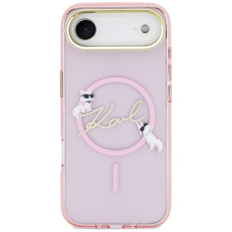 Etui Karl Lagerfeld IML Choupettes Karl Script Logo MagSafe do iPhone Air różowy