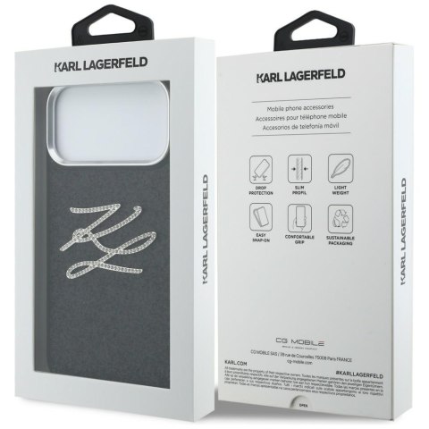 Etui Karl Lagerfeld IML Glitter KL Diamond Logo do iPhone 17 Pro Max czarny