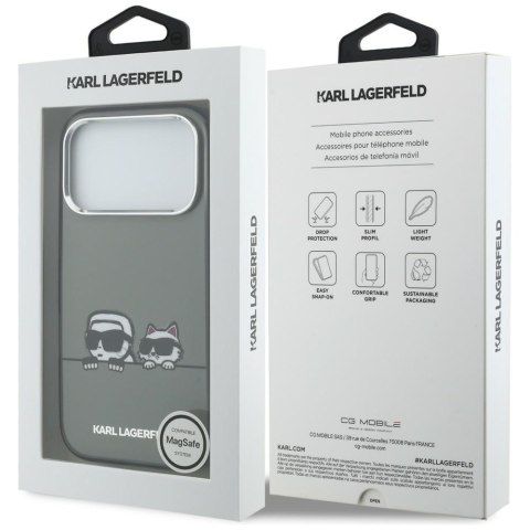 Etui Karl Lagerfeld IML Karl & Choupette Peekaboo Logo MagSafe do iPhone 17 Pro czarny