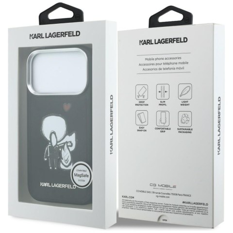 Etui Karl Lagerfeld Karl & Choupette Back Logo MagSafe do iPhone 17 Pro czarny