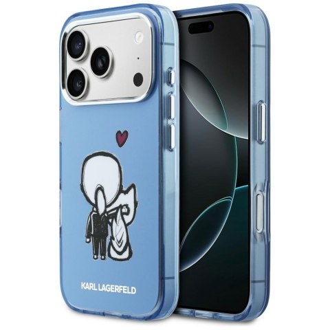 Etui Karl Lagerfeld Karl & Choupette Back MagSafe do iPhone 17 Pro niebieski