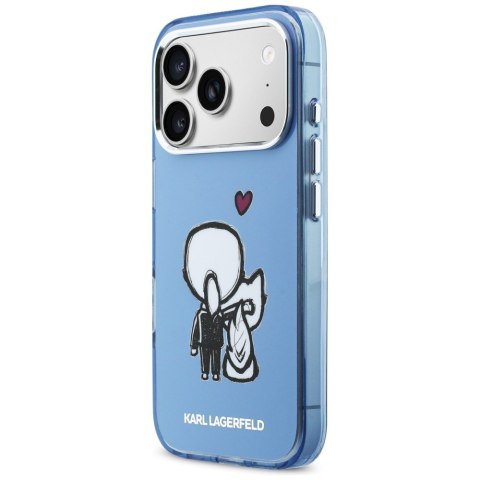 Etui Karl Lagerfeld Karl & Choupette Back MagSafe do iPhone 17 Pro niebieski