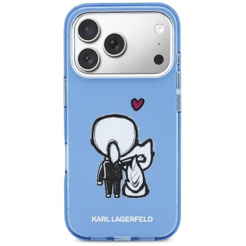 Etui Karl Lagerfeld Karl & Choupette Back MagSafe do iPhone 17 Pro niebieski