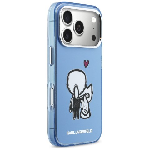 Etui Karl Lagerfeld Karl & Choupette Back MagSafe do iPhone 17 Pro niebieski