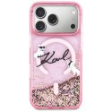 Etui Karl Lagerfeld Liquid Glitter Karl Script Logo MagSafe do iPhone 17 Pro różowy