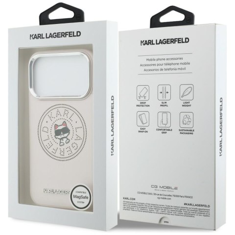 Etui Karl Lagerfeld Point & Choupette Sketch MagSafe do iPhone 17 Pro Max różowy