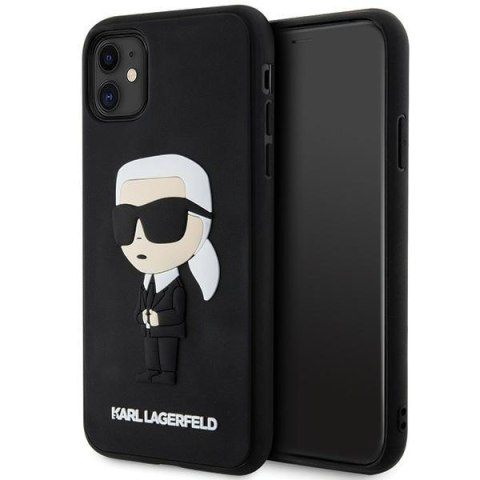 Karl Lagerfeld KLHCN613DRKINK iPhone 11/ Xr 6.1" czarny/black hardcase Rubber Ikonik 3D