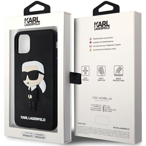 Karl Lagerfeld KLHCN613DRKINK iPhone 11/ Xr 6.1" czarny/black hardcase Rubber Ikonik 3D