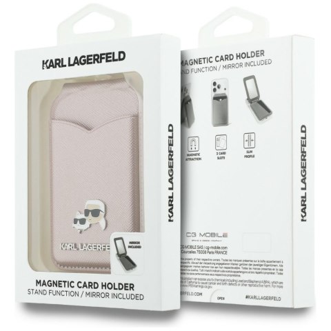 Portfel z lusterkiem Karl Lagerfeld Stand Mirror MagSafe różowy