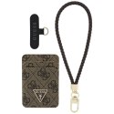 Zestaw portfel + hand strap Guess triangle MagSafe brązowy
