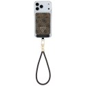Zestaw portfel + hand strap Guess triangle MagSafe brązowy