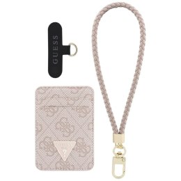 Zestaw portfel + hand strap Guess triangle MagSafe różowy