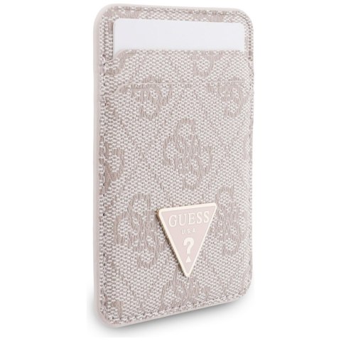 Zestaw portfel + hand strap Guess triangle MagSafe różowy