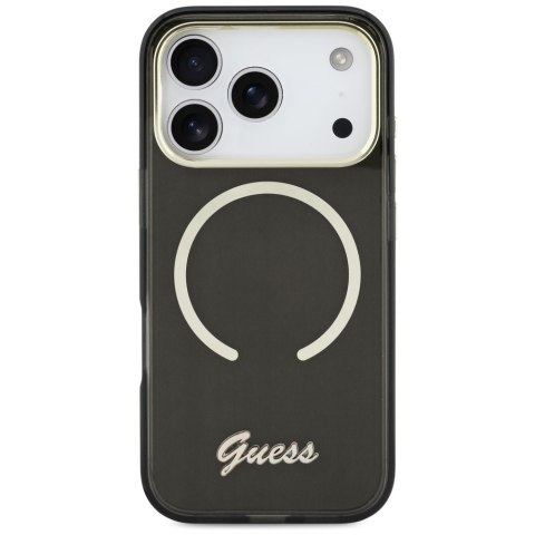 Etui Guess IML Script Metal MagSafe do iPhone 17 Pro Max czarny