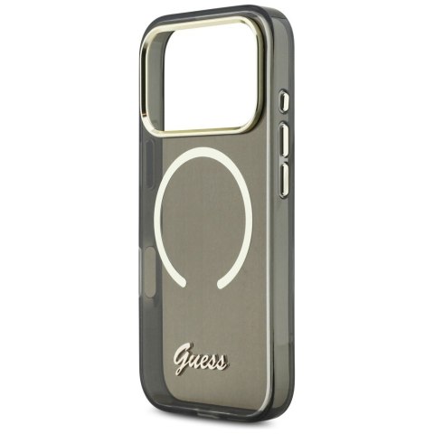Etui Guess IML Script Metal MagSafe do iPhone 17 Pro Max czarny