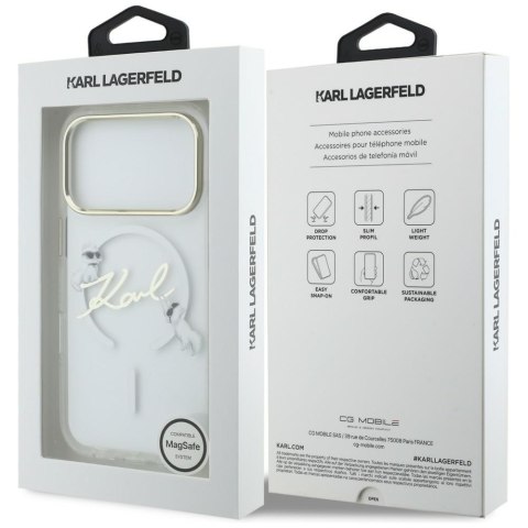 Etui Karl Lagerfeld IML Choupettes Karl Script Logo MagSafe do iPhone 17 Pro Max przezroczysty