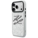 Etui Karl Lagerfeld IML Glitter KL Diamond Logo do iPhone 17 Pro Max srebrny