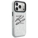 Etui Karl Lagerfeld IML Glitter KL Diamond Logo do iPhone 17 Pro Max srebrny