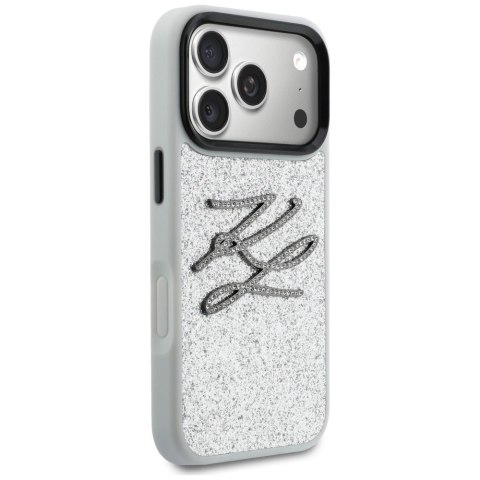 Etui Karl Lagerfeld IML Glitter KL Diamond Logo do iPhone 17 Pro Max srebrny
