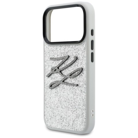 Etui Karl Lagerfeld IML Glitter KL Diamond Logo do iPhone 17 Pro Max srebrny