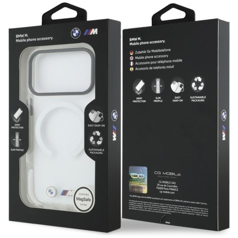 Etui BMW M IML Shockproof Metal Logos MagSafe do iPhone 17 Pro przezroczysty
