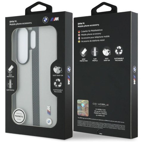 Etui BMW Perforated Stripe Logo MagSafe do Samsung Galaxy S26 Ultra szary