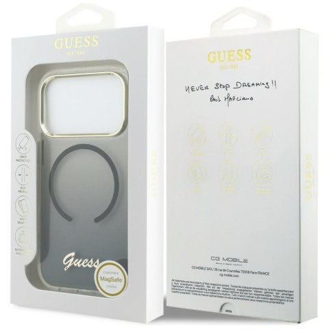 Etui Guess IML Gradient Script Metal MagSafe do iPhone 17 Pro czarny