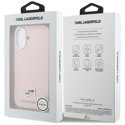 Etui Karl Lagerfeld Karl & Choupette Head Pins Saffiano MagSafe do iPhone 17 różowy