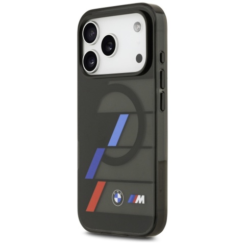 Etui BMW M IML Metal Buttons Tricolor Lines MagSafe do iPhone 17 Pro Max czarny