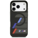Etui BMW M IML Metal Buttons Tricolor Lines MagSafe do iPhone 17 Pro Max czarny