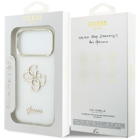 Etui Guess IML 4G Script Metal do iPhone 17 Pro Max biały