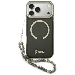 Etui Guess IML Glitters Script Strap MagSafe do iPhone 17 Pro Max czarny